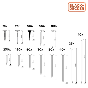 Black+Decker BXCHSF7055 szeg szett dobozban, 975 db-OS