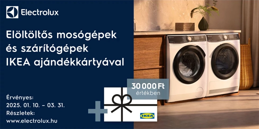 Electrolux mosógépek és szárítógépek ráadás IKEA ajándékkártyával