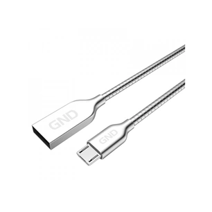GND USB-A / micro USB adatkábel, 1 m, ezüst, acél