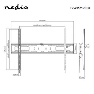 Nedis TVWM2170 dönthető fali TV konzol, 60" - 100" méretig