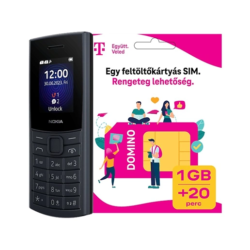 Nokia 110 (2023) 4G DS BLUE kártyafüggetlen mobiltelefon + Telekom Domino feltöltőkártya