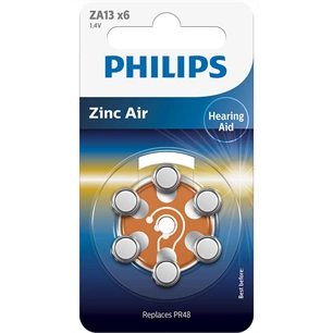 Philips ZA13B6A/00 Minicells akkumulátor hallókészülékhez, cink-levegő, 1.4V, 6 db-os kiszerelés