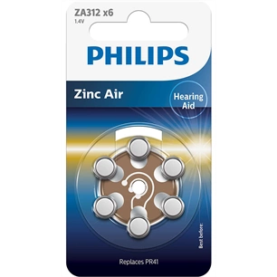 Philips ZA312B6A/00 Minicells akkumulátor hallókészülékhez, cink-levegő, 1.4V, 6 db-os kiszerelés