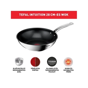 Tefal B8171944 Intuition rozsdamentes acél wok serpenyő 28 cm