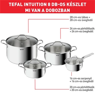 Tefal B864S874 Intuition rozsdamentes acél edénykészlet 8 db-os