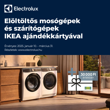  Electrolux elöltöltős mosógépek, szárítógépek IKEA ajándékkártyával